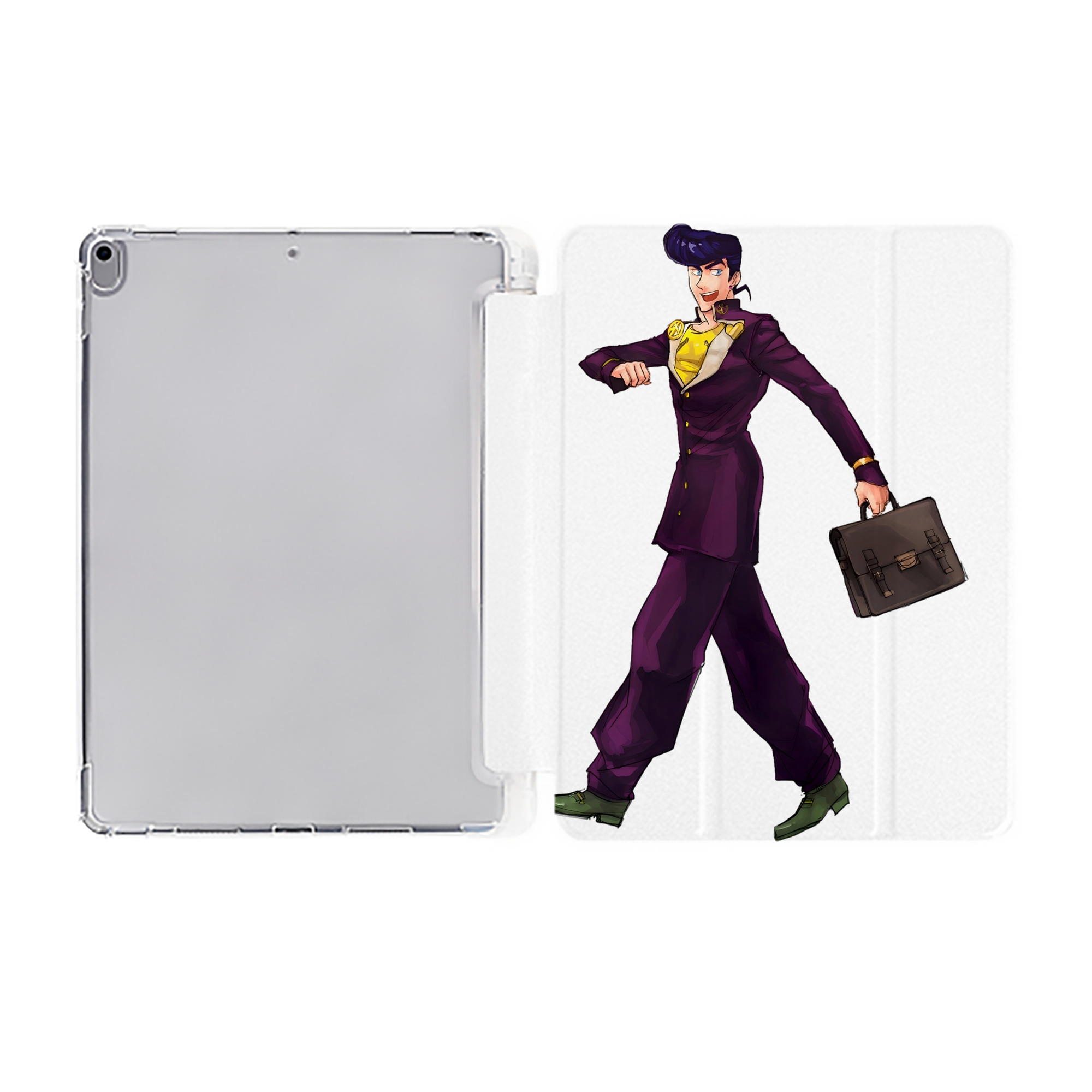 （画像用） ジョジョの奇妙な冒険 ひがしかた じょうすけ JoJo's Bizarre Adventure Higashikata Josuke IPad ケース ペン収納付き 三つ折りスタンド PUレザー×シリコン 対応機種9.5/10.5/10.9インチ